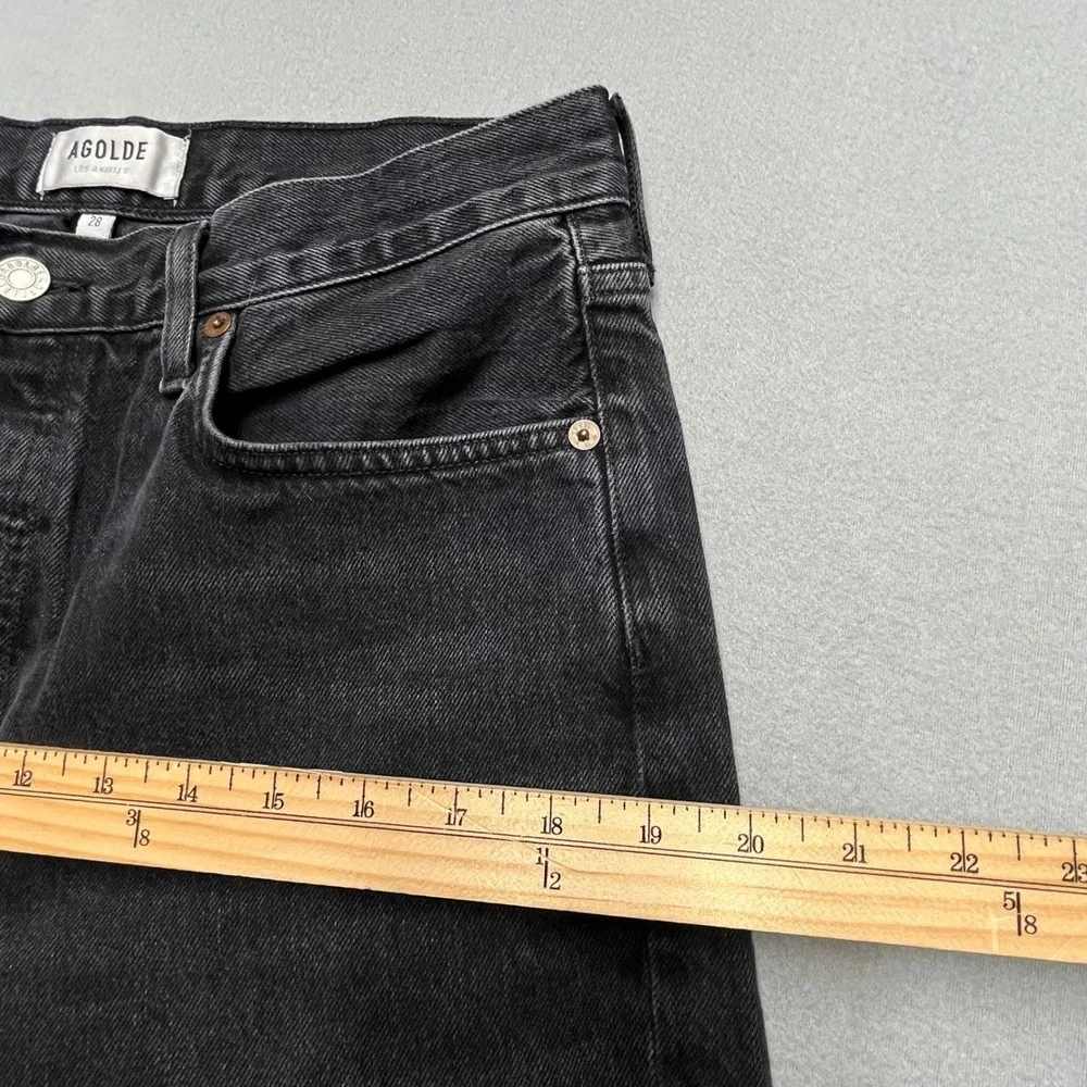 Agolde Lana Straight Leg‎ Jeans Faded Black Button Fly 100% Cotton Size 28